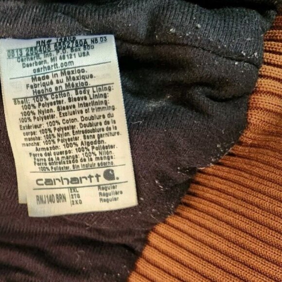 Carhartt J140 Duck Canvas Hooded Quilt Lined Heavy Work Zip Jacket Coat - Picture 11 of 16